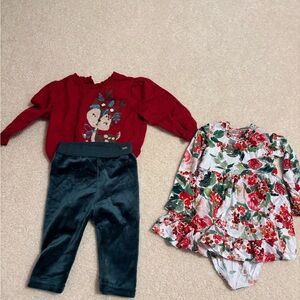 Mayoral Red Sweater and pant set and posh peanut Floral Dress
